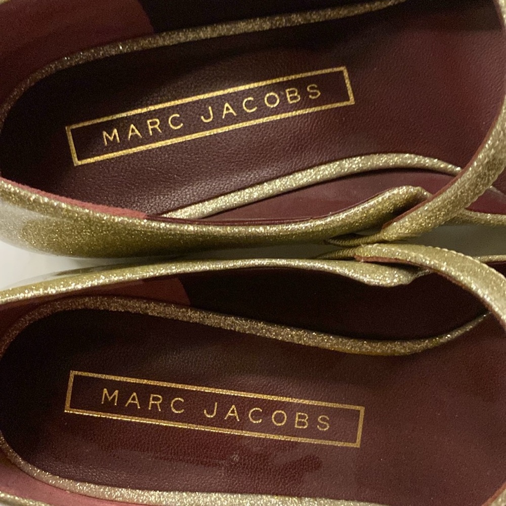 Marc Jacobs Lexi Gold Glitter Mary Jane Strap Pump Shoe Made in Italy - 39 1/2 - Picture 2 of 10